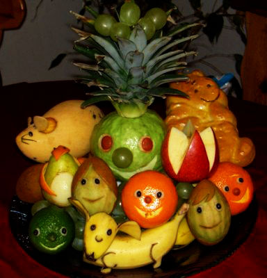 Art arranging five-fruit tray (not real)