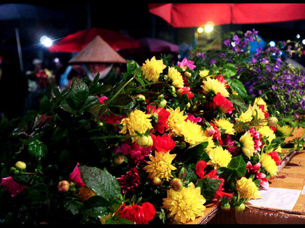 Hanoi night flower market
