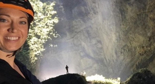 Ginger Renee Colonomo in the cave of Son Doong.