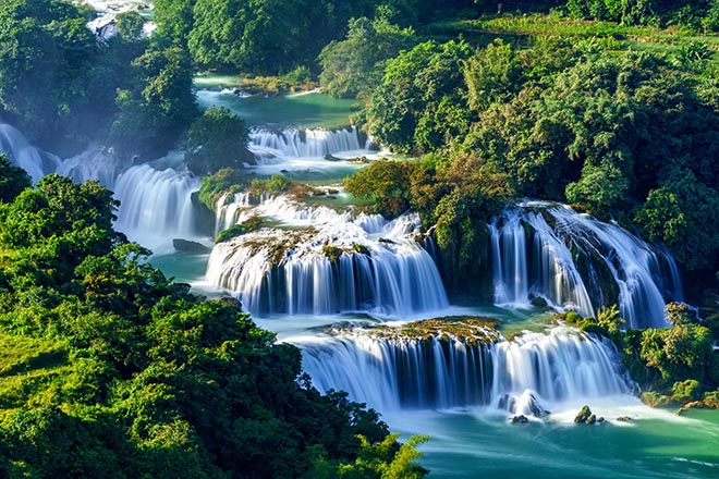 Northern mountain Vietnam waterfall